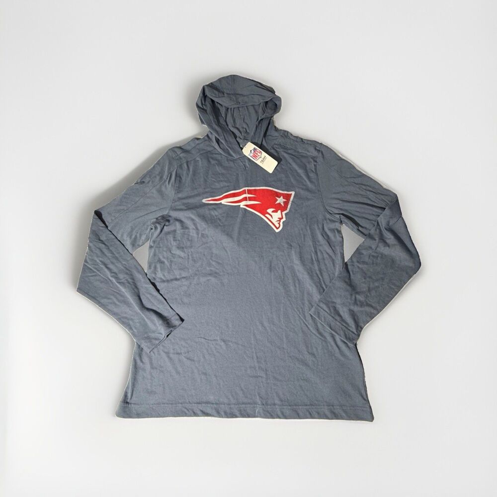 NWT New England Patriots Men’s L Gray Lightweight Hooded Long Sleeve Shirt NFL